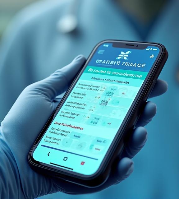 Healthcare iOS app showing AI patient triage interface